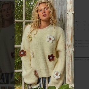 🎁 POL “ Trixie” POL Mohair Sweater with 3D Floral Detail 45